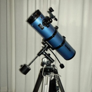A nice little "family" telescope - a Skywatcher Netwonian Reflector, 130mm objective, f/5 (650mm focal length), with a motorized mount.