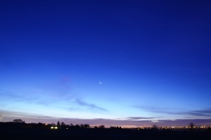 Before dawn on the morning of 6 December 2012, three planets could be seen over Hamilton, Ontario: Venus (the brightest "star" in this image), Saturn (up nd to the right) and Mercury (below venus and to the left - quite faint).