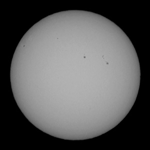 The sun's photosphere photographed 1t 1400 EDT, 1 January 2013 from Hamilton, Ontario.