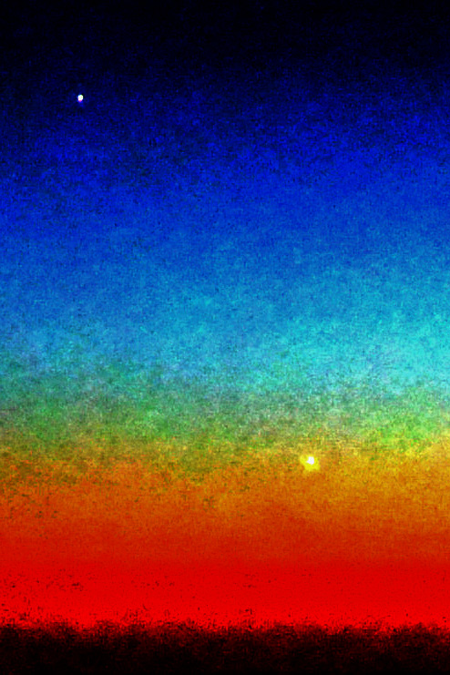 Colourful close-up of Mercury and Venus as seen from a plane